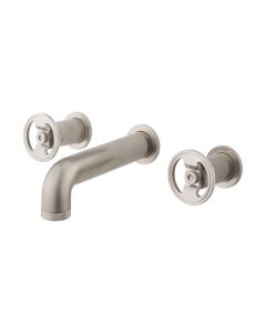 Crosswater UNION Three Hole Wall Mounted Basin Set Brushed Nickel