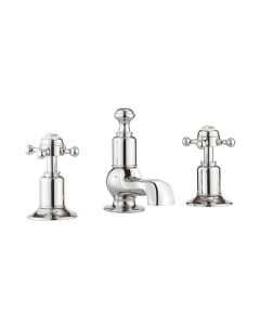 Crosswater Belgravia Crosshead Basin 3Hole Set Deck Mounted-Chrome