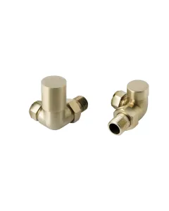 Just Taps VOS Manual Corner Radiator Valves-Brushed Brass
