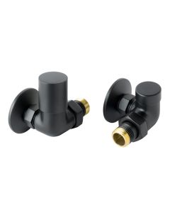 Just Taps Vos Manual Corner Radiator Valves Pair-Matt Black