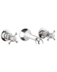 Crosswater Belgravia Crosshead Basin 3 Hole Set wall mounted-Chrome