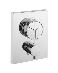 Crosswater MPRO Crossbox Push 3 Outlet Trimset Chrome 
