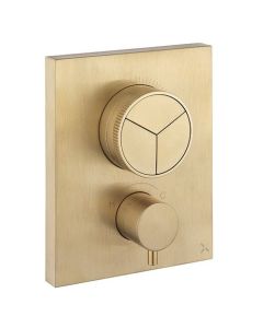 Crosswater MPRO Crossbox Push 3 Outlet Trimset Brushed Brass