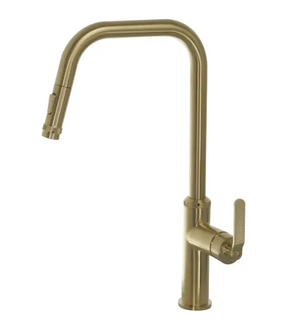 Just Taps Decor Brushed Brass Single Lever Pull Out Sink Mixer