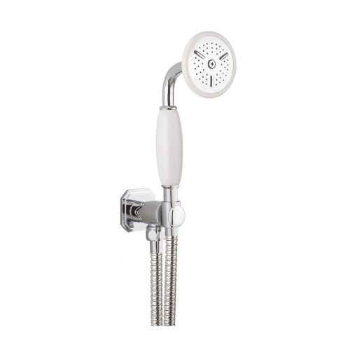 Crosswater Belgravia shower handset, wall outlet and hose-Chrome