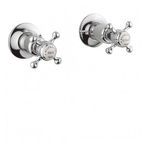 Crosswater Belgravia Crosshead Wall Stop Taps-Chrome