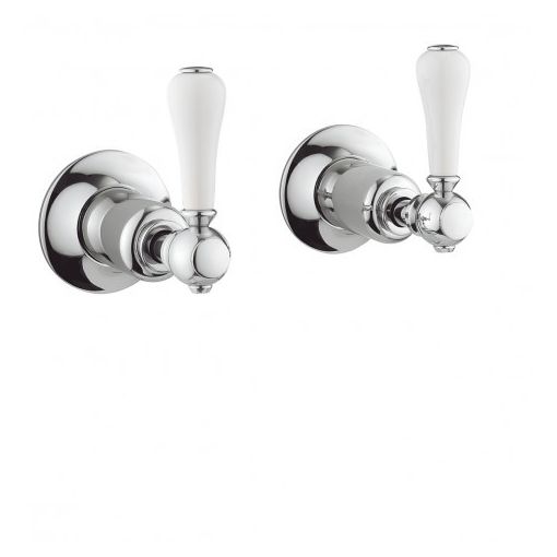 Crosswater Belgravia Lever Wall Stop Taps-Chrome