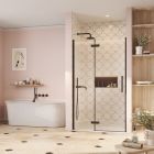 Crosswater Asura 8mm Hinged Door with Inline Matt Black