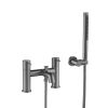 Just Taps Vos Deck Mounted Bath Shower Mixer Tap with Shower Kit Brushed Black
