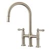Clearwater Broadway Pull Out Bridge Kitchen mixer Tap Brushed Nickel