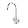 Clearwater Cherika Twin Lever Kitchen mixer Tap Brushed Nickel