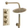 Crosswater Design Shower Set 7 Brushed Brass 300mm