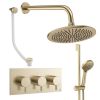 Crosswater Design Shower Set 9 Brushed Brass 300mm