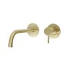 Just Taps Vos Wall Mounted Single Lever Basin Mixer Tap with Slim Spout 200mm-Brushed Brass
