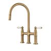 Clearwater Elegance Pull Out Bridge Kitchen mixer Tap Brushed Brass