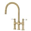 Clearwater Elegance Pull Out Bridge Kitchen mixer Tap Brushed Bronze