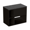 Britton Hackney 500mm Furniture Unit & 200mm Shelf Unit Matt Black with Marquina Worktop