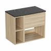 Britton Hackney 500mm Furniture Unit & 200mm Shelf Unit Cherry Wood with Marquina Worktop