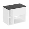 Britton Hackney 500mm Furniture Unit & 200mm Shelf Unit Gloss White with Marquina Worktop