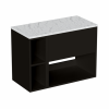 Britton Hackney 600mm Furniture Unit & 200mm Shelf Unit Matt Black with Carrara Worktop