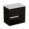 Britton Hackney 600mm Matt Black Furniture Unit & Carrara Worktop