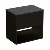 Britton Hackney 600mm Matt Black Furniture Unit & Marquina Worktop