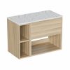 Britton Hackney 600mm Furniture Unit & 200mm Shelf Unit Cherry Wood with Carrara Worktop