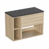 Britton Hackney 600mm Furniture Unit & 200mm Shelf Unit Cherry Wood with Marquina Worktop