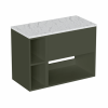 Britton Hackney 600mm Furniture Unit & 200mm Shelf Unit Earthy Green with Carrara Worktop