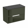 Britton Hackney 600mm Furniture Unit & 200mm Shelf Unit Earthy Green with Marquina Worktop