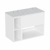 Britton Hackney 600mm Furniture Unit & 200mm Shelf Unit Gloss White with Carrara Worktop