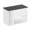 Britton Hackney 600mm Furniture Unit & 200mm Shelf Unit Gloss White with Marquina Worktop