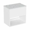 Britton Hackney 600mm Gloss White Furniture Unit & Carrara Worktop