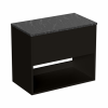 Britton Hackney 700mm Furniture Unit Matt Black & Marquina Worktop