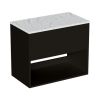 Britton Hackney 700mm Furniture Unit Matt Black & Carrara Worktop