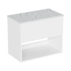 Britton Hackney 700mm Furniture Unit Gloss White & Carrara Worktop