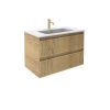 Saneux MONUMENT 80cm 2 Drawer Wall Mounted Unit - Portland Oak
