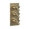 Crosswater MPRO Crosshead 2 Outlet 3 Handle Shower Valve Portrait Brushed Brass