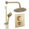 Crosswater Push Shower Set 2 Brushed Brass 200mm