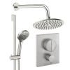 Crosswater Push Shower Set 2 Brushed Nickel 200mm