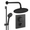 Crosswater Push Shower Set 2 Matt Black 300mm