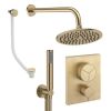 Crosswater Push Shower Set 7 Brushed Brass 200mm