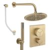 Crosswater Push Shower Set 7 Brushed Brass 300mm