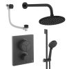 Crosswater Push Shower Set 8 Matt Black 200mm