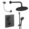 Crosswater Push Shower Set 8 Matt Black 300mm