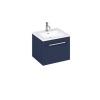 Britton Shoreditch 550mm Wall Hung Single Drawer Unit Matt Blue with Note Square Basin Gloss White