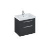 Britton Shoreditch 650mm Wall Hung Double Drawer Unit Matt Grey with Note Square Basin White