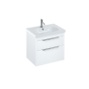 Britton Shoreditch 650mm Wall Hung Double Drawer Unit Matt White with Origin Round Basin White