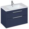 Britton Shoreditch 850mm Wall Hung Double Drawer Vanity Unit Matt Blue and Note Square Basin