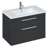 Britton Shoreditch 850mm Wall Hung Double Drawer Vanity Unit Matt Grey and Note Square Basin